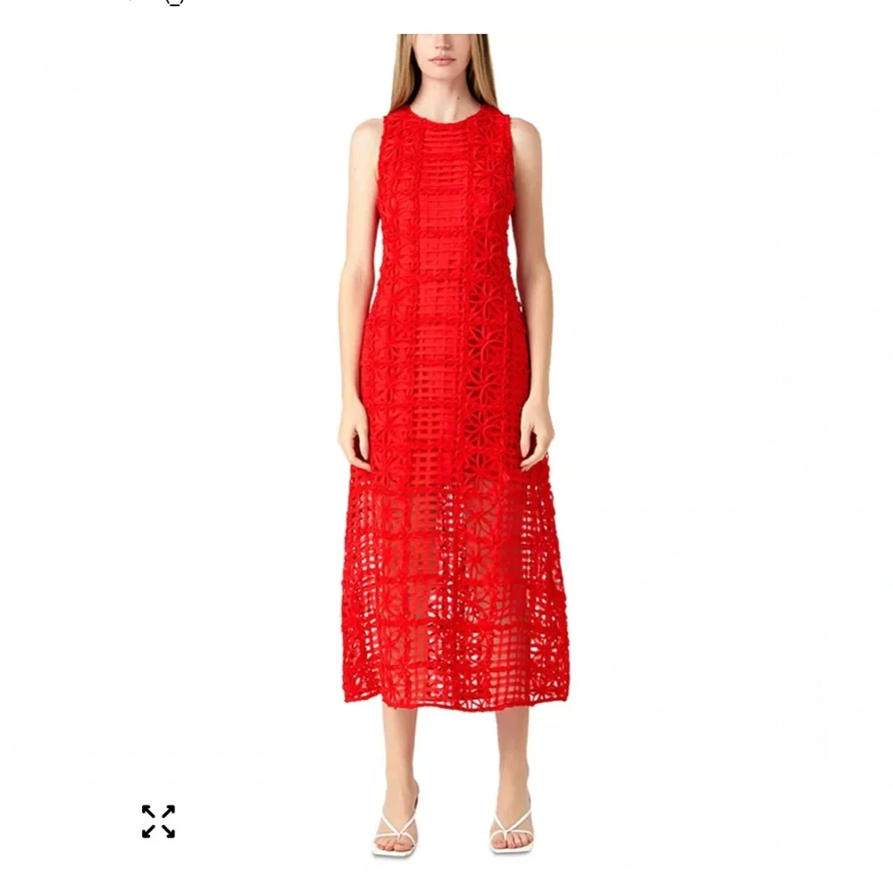 Endless Love Women’s Red Textured Maxi Dress Small NWT MSRP $185 Holiday Party - Picture 15 of 16
